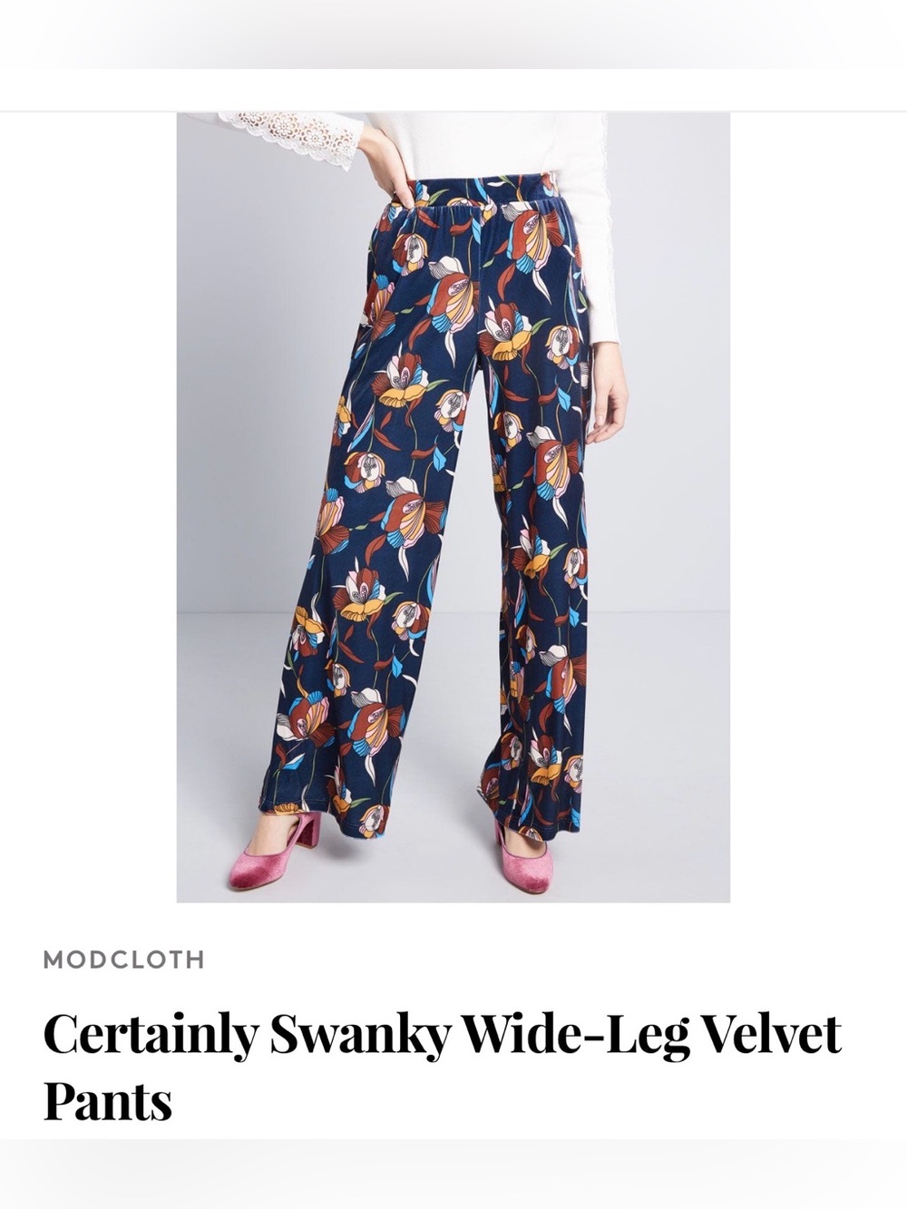 Women’s ModCloth Certainly Swanky Wide-Leg Velvet Pants size XL